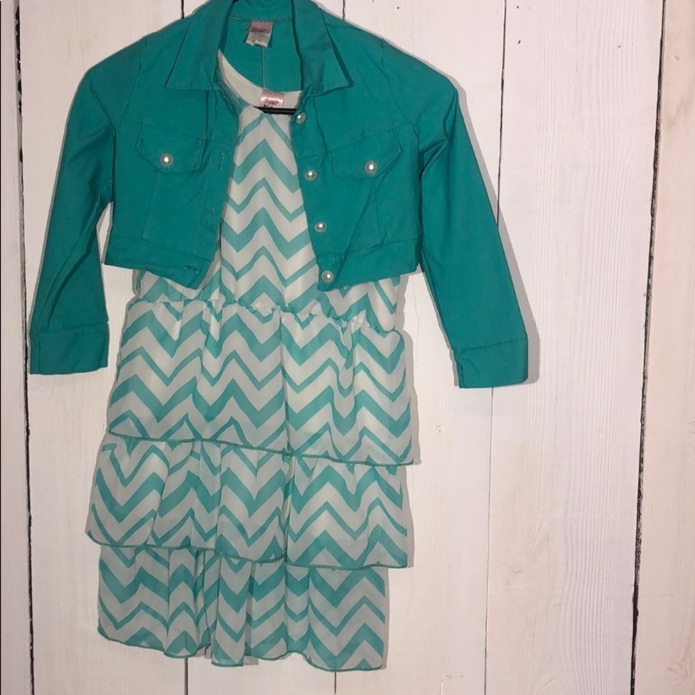 Girls Chevron Dress With Jacket